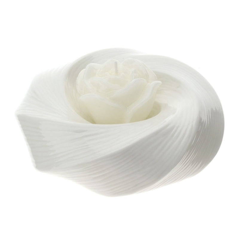 Candela in Ciotola di Ceramica Bianca Hervit