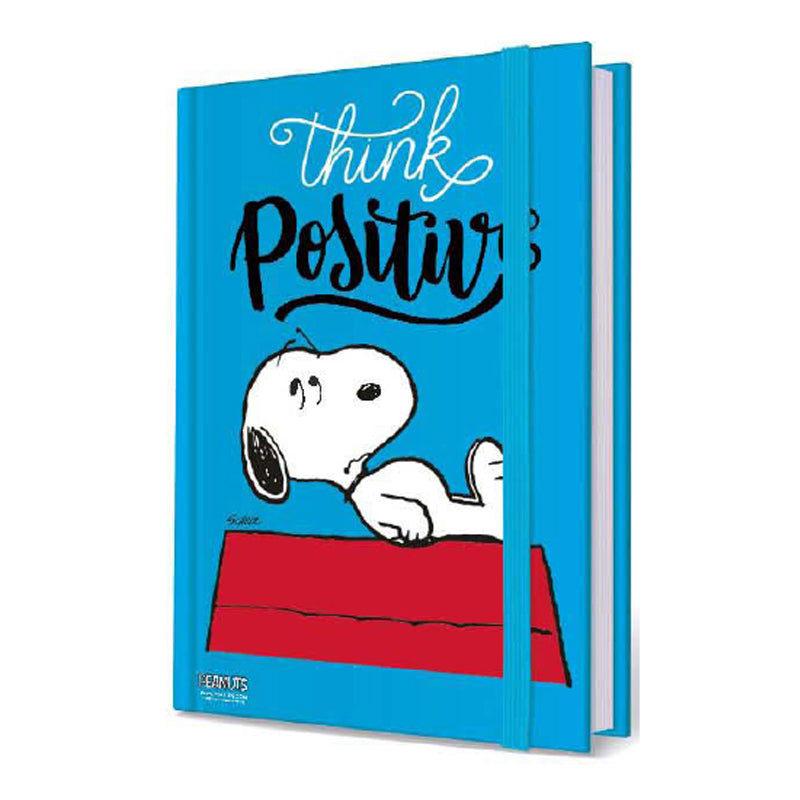 Taccuino Peanuts Snoopy Think Positive con Elastico Pagine a Righe