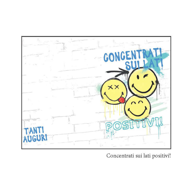 Biglietto Auguri Compleanno Smile SMILEY WORLD Verniciatura UV Buon Compleanno il Futuro è Nostro con Busta Formato 12 x 17 cm