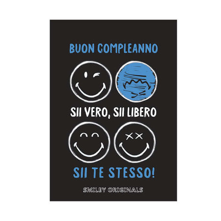 Biglietto Auguri Compleanno Smile SMILEY WORLD Verniciatura UV Buon Compleanno Sii Vero Sii Libero Sii Te Stesso con Busta Formato 12 x 17 cm