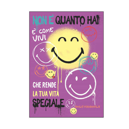 Biglietto Auguri Smile SMILEY WORLD con Glitter Non è Quanto ma è Come Vivi con Busta Formato 12 x 17 cm