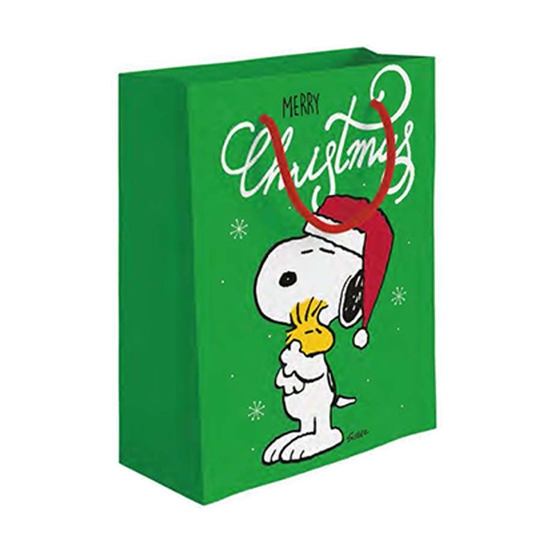 Shopper con Manico Peanuts Snoopy Merry Christmas Verde