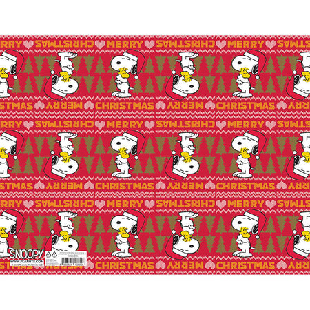 Carta Regalo Peanuts Snoopy Natalizia Merry Christmas Rosso