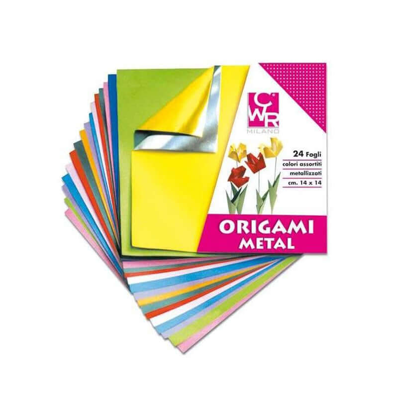 Blocco Carta Origami Formato 14 x 14 cm 24 Fogli CWR Colori Assortiti
