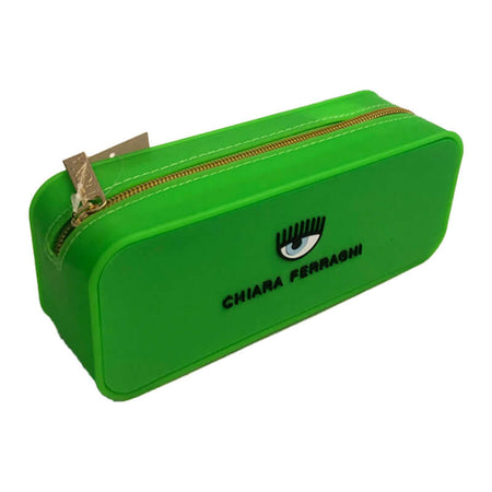 Chiara Ferragni Bustina in Silicone Pigna Colore Fluo Verde con Cerniera Color Oro