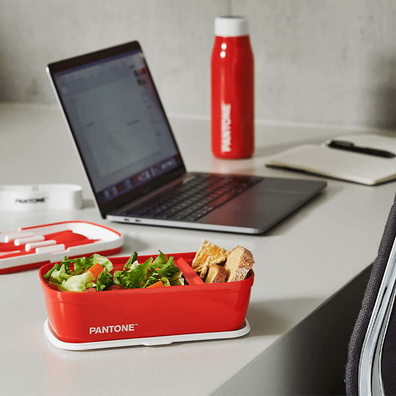 Portapranzo Lunch Box Pantone Stile Bento con Divisorio Interno Colore Rosso