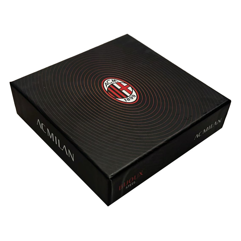 Bracciale in Cuoio e Acciaio con Medaglia AC Milan