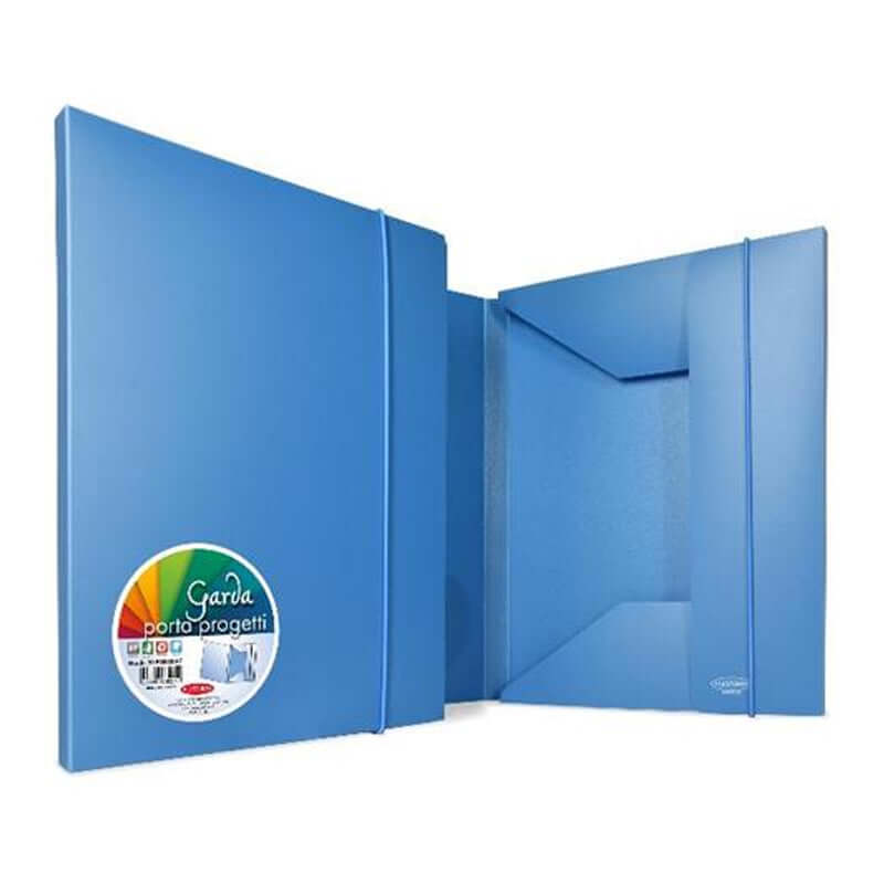 Cartelletta Garda 20 a 3 Lembi in Plastica PPL Dorso 2 cm con Elastico Formato 26x35 cm Sei Rota Colore Azzurro