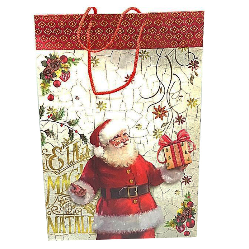 Shopper Natalizio con Manico Dimensioni 30 x 12 x 43 cm Fantasia Babbo Natale