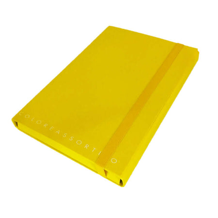 Cartelletta a 3 Lembi in Cartoncino Dorso 3 cm con Elastico Formato 25x35 cm Top Quality Tinta Unita Colore Giallo