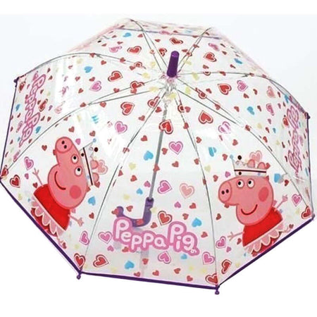 Ombrello Bambina Peppa Pig Trasparente Rosa con Manico Rosa