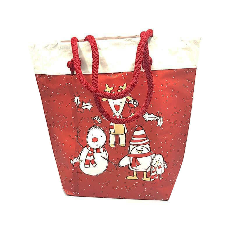 Shopper Natalizio con Manico Dimensioni 55 x 15 x 45 cm Carta Cuba Fantasia Pupazzi