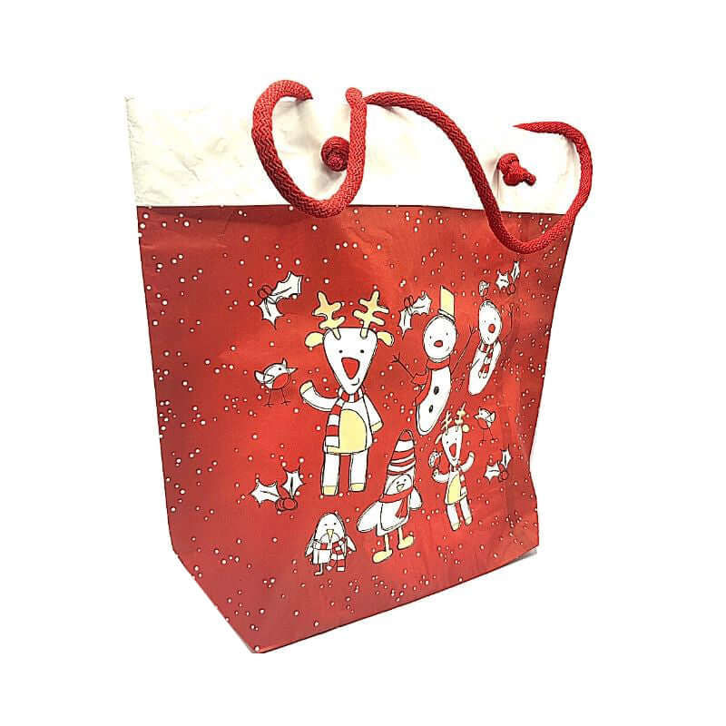 Shopper Natalizio con Manico Dimensioni 55 x 15 x 45 cm Carta Cuba Fantasia Pupazzi