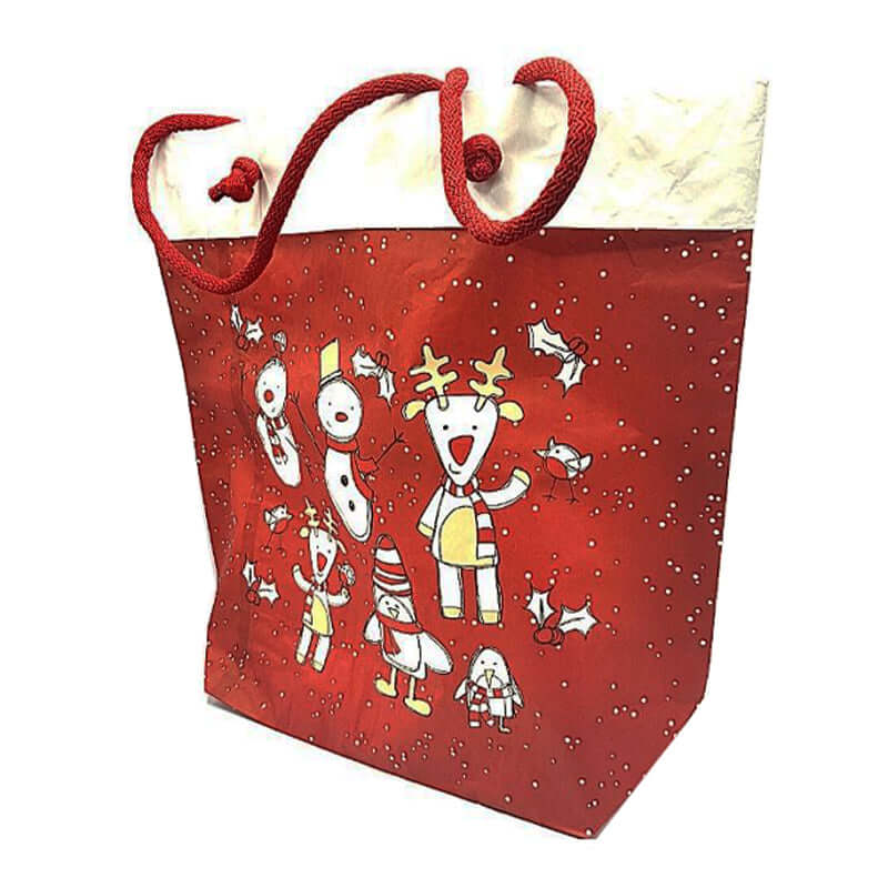 Shopper Natalizio con Manico Dimensioni 55 x 15 x 45 cm Carta Cuba Fantasia Pupazzi