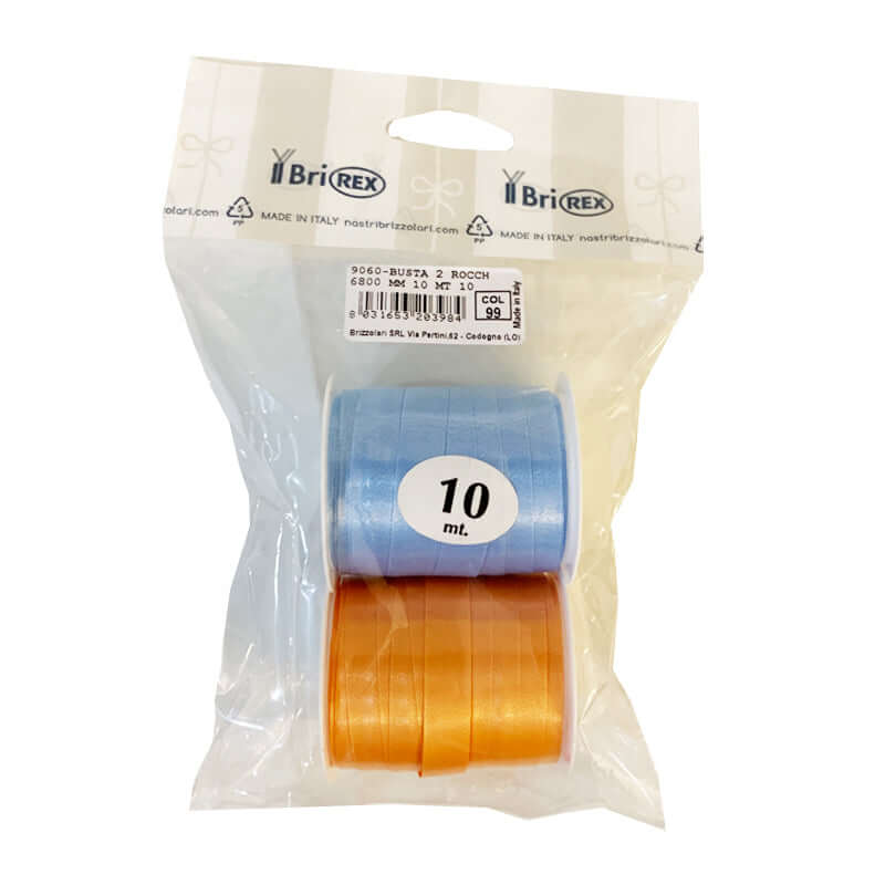 Rocchette Nastro Reflex 10 mm x 10 m Confezione da 2 Pezzi Colori Assortiti Pastello
