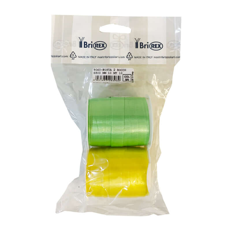 Rocchette Nastro Reflex 10 mm x 10 m Confezione da 2 Pezzi Colori Assortiti Pastello