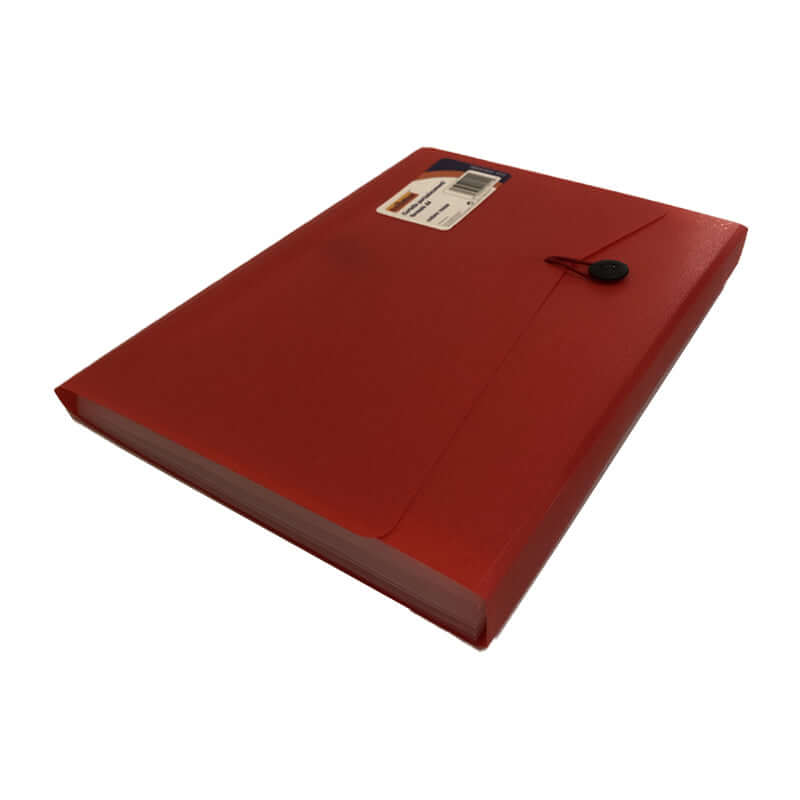 Cartelletta Porta Documenti a Soffietto 12 Tasche Formato 24 x 32 cm Colore Rosso