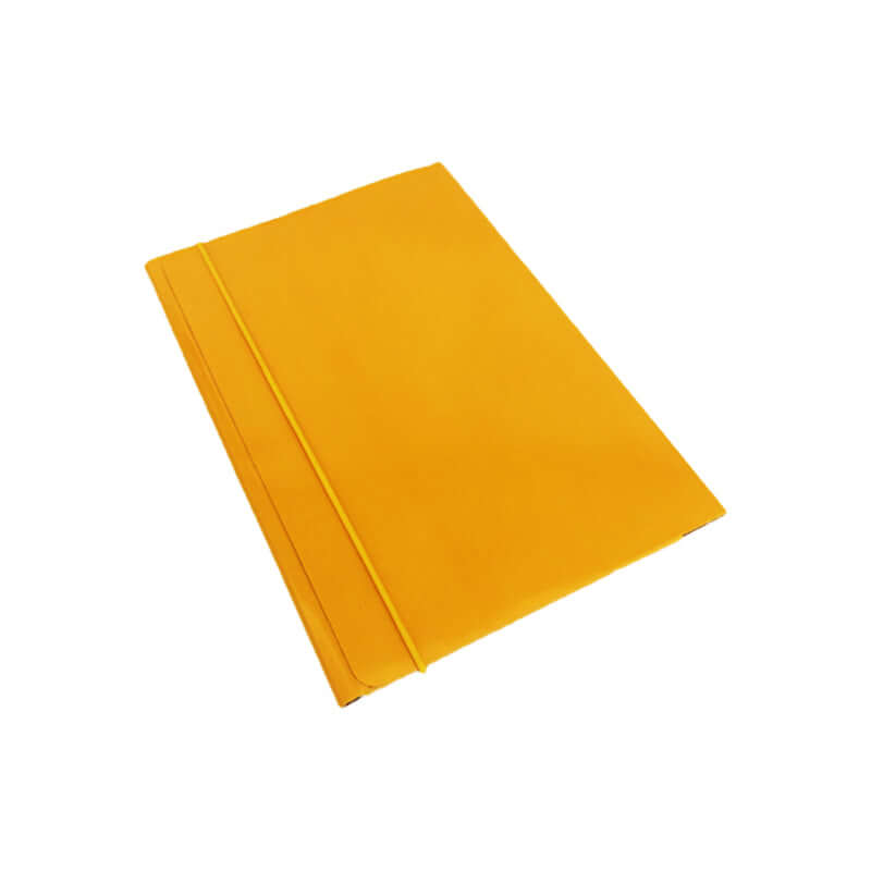 Cartelletta a 3 Lembi in Cartoncino Dorso Piatto con Elastico Formato 18x24 cm Tinta Unita Colore Giallo