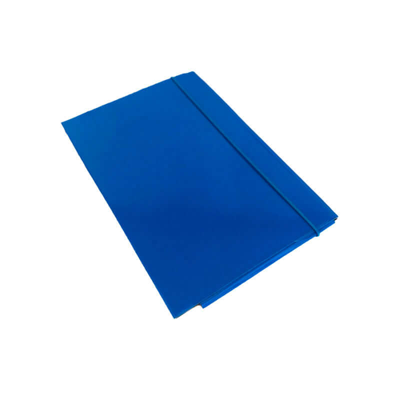 Cartelletta a 3 Lembi in Cartoncino Dorso Piatto con Elastico Formato 18x24 cm Tinta Unita Colore Azzurro