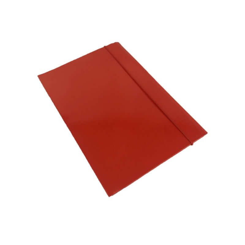 Cartelletta a 3 Lembi in Cartoncino Dorso Piatto con Elastico Formato 18x24 cm Tinta Unita Colore Rosso
