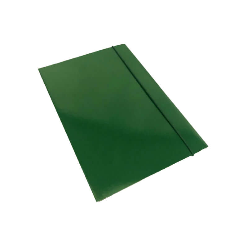Cartelletta a 3 Lembi in Cartoncino Dorso Piatto con Elastico Formato 18x24 cm Tinta Unita Colore Verde