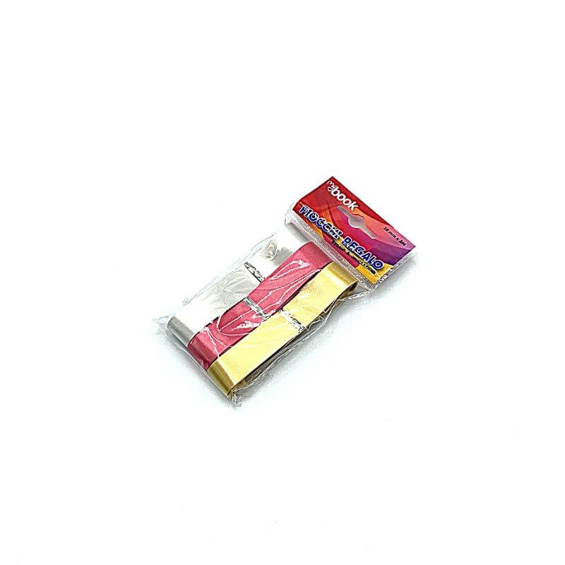 Set 3 Nastri 18 mm x 2 m Colori Assortiti Pastello Rosso Oro Argento
