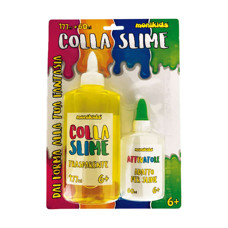 Colla Slime Kit 1 Flacone di Attivatore e 1 Flacone Colla Colorata Colore Giallo