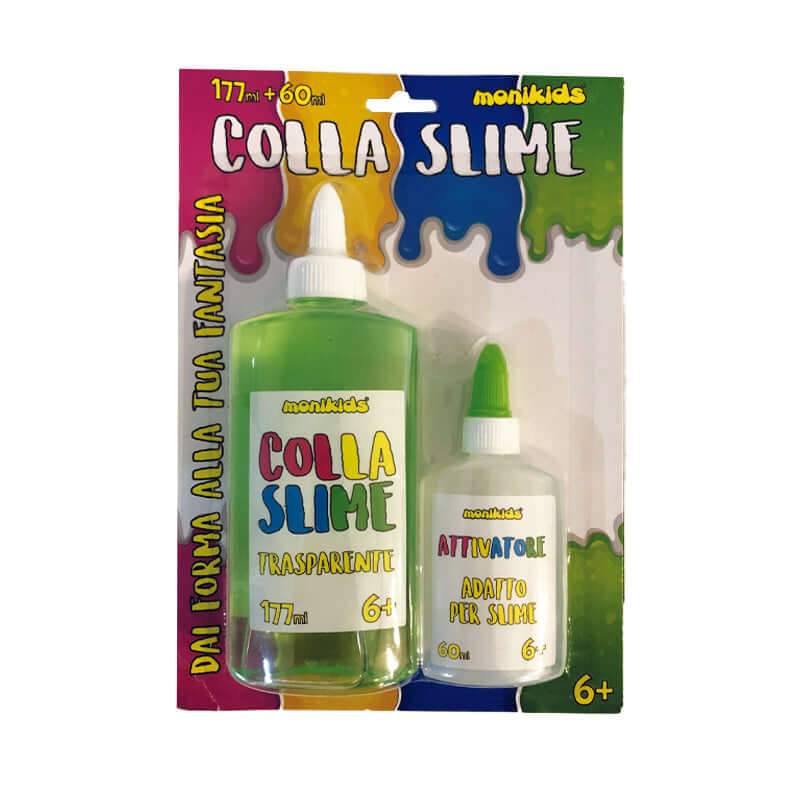 Colla Slime Kit 1 Flacone di Attivatore e 1 Flacone Colla Colorata Colore Verde