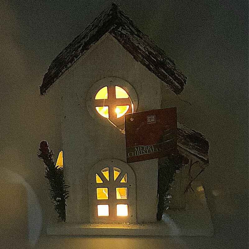 Casetta Natalizia in Legno con Luci Altezza 25 cm