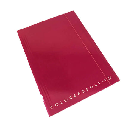 Cartelletta a 3 Lembi in Cartoncino Dorso Piatto con Elastico Formato 25x35 cm Top Quality Tinta Unita Colore Fucsia