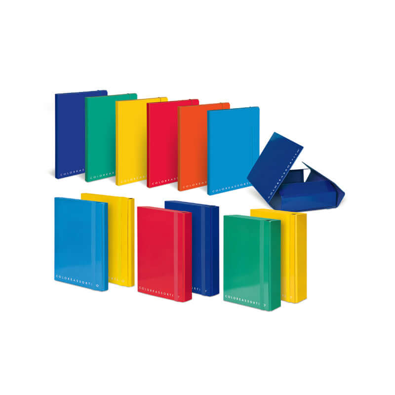 Cartelletta a 3 Lembi in Cartoncino Dorso 3 cm con Elastico Formato 25x35 cm Top Quality Tinta Unita Colore Giallo