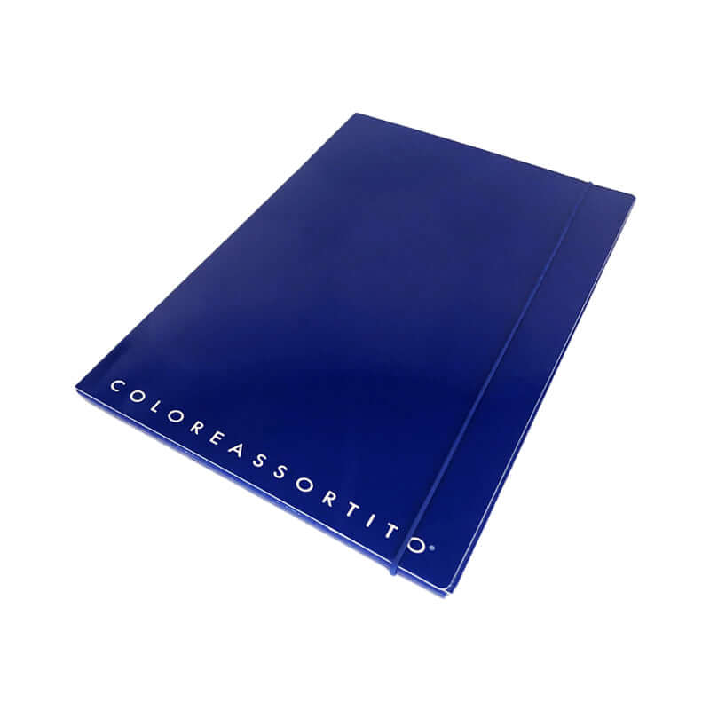 Cartelletta a 3 Lembi in Cartoncino Dorso 1 cm con Elastico Formato 25 x 35 cm Top Quality Tinta Unita Colore Blu
