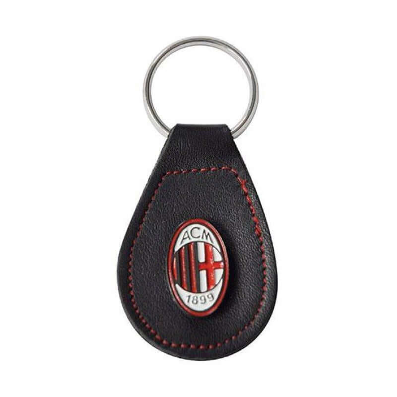 Portachiavi Pelle con Borchia Logo AC Milan