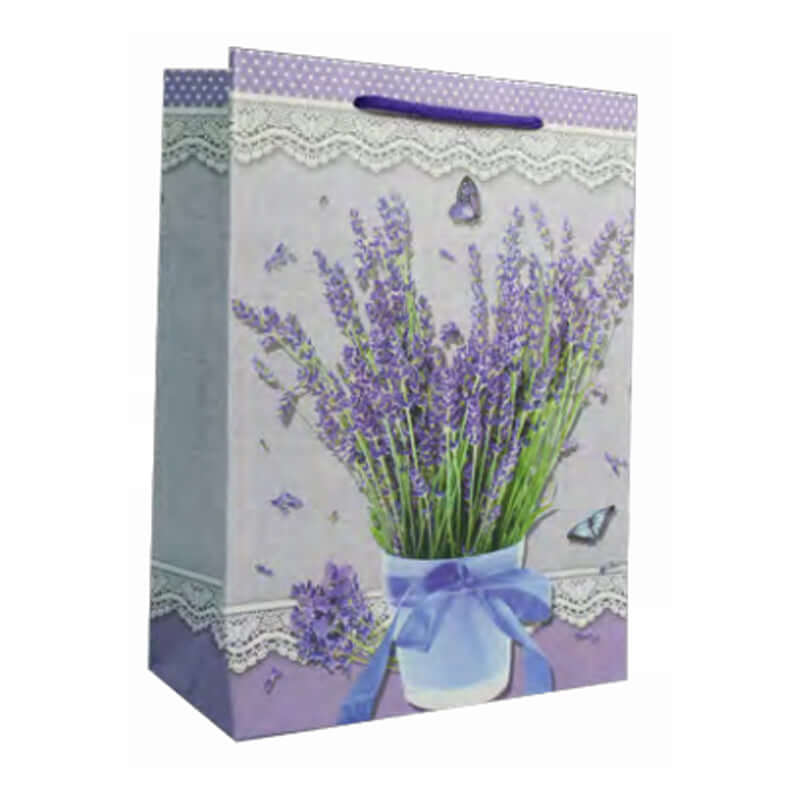 Shopper con Manico Dimensioni 18 x 8,5 x 24 cm Cartone Pesante Fantasia Lavanda