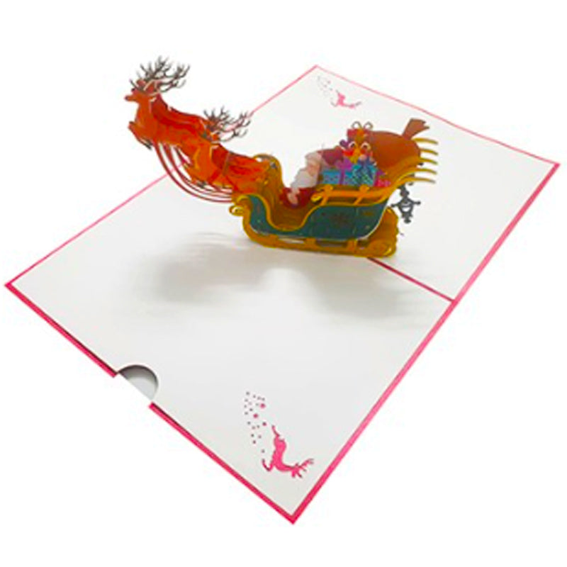 Bigliettini Natale 3D Babbo con Slitta