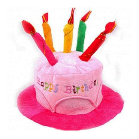 Cappellino Azzurro e Fucsia Happy Birthday con Candeline