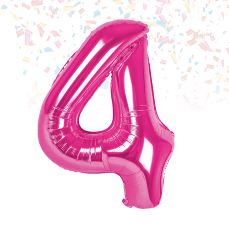 Palloncino Metal Balloon Numero 4 Misura 35 cm Colore Rosa