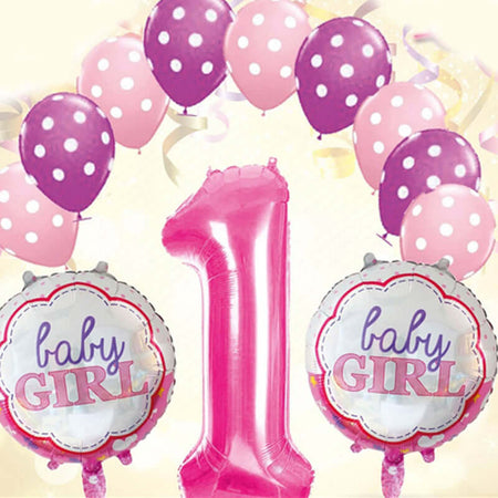 Set 13 Palloncini Primo Compleanno Girl