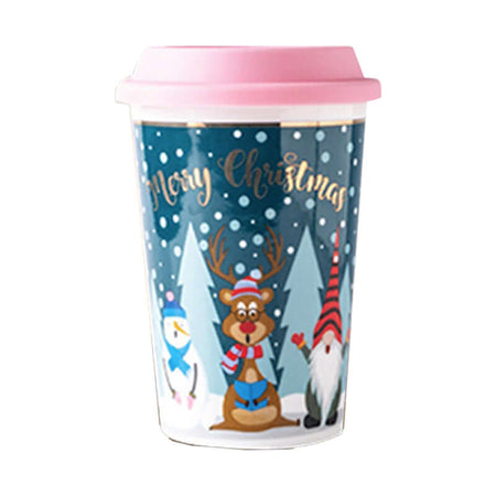 Bicchiere Americano Elfi & Friends Merry Christmas con Tappo in Silicone