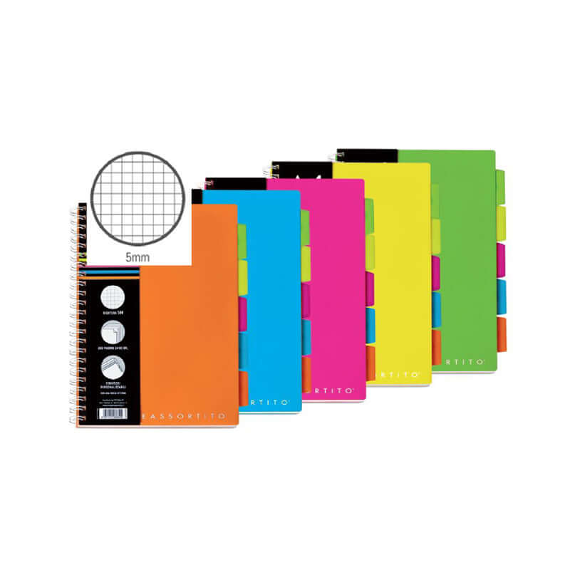 Quaderno Spiralato Piccolo con Fori Copertina in Plastica PPL con Divisori