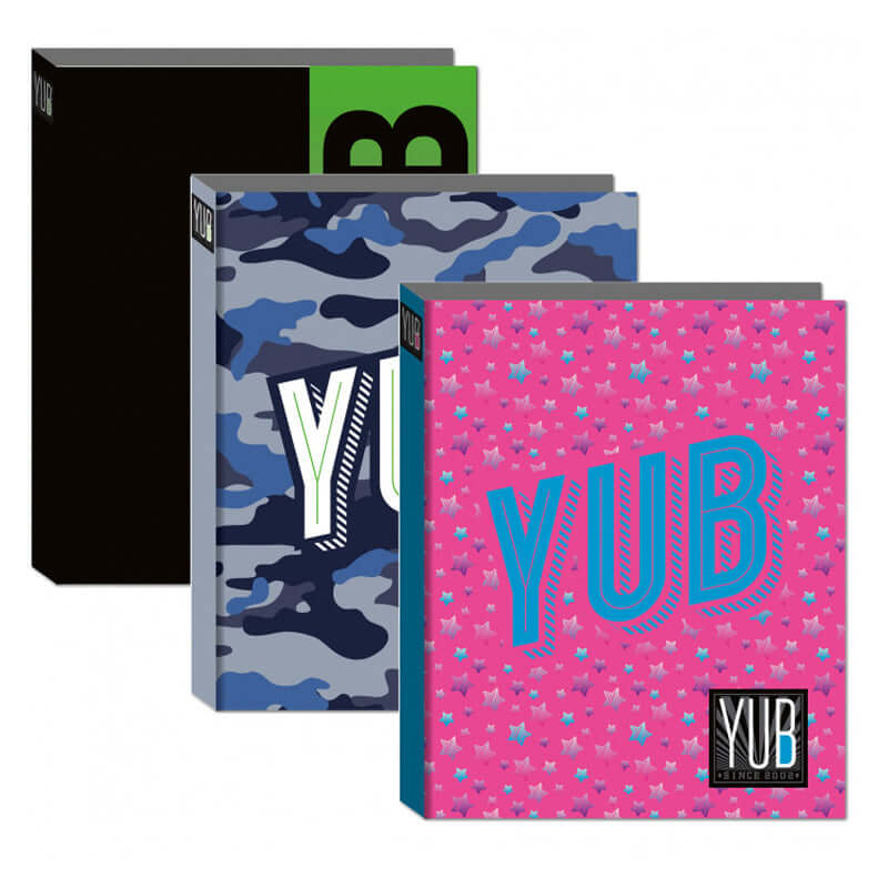 YUB Raccoglitore ad Anelli Seven Formato Maxi con 4 anelli da 30 mm Colore Nero e Verde