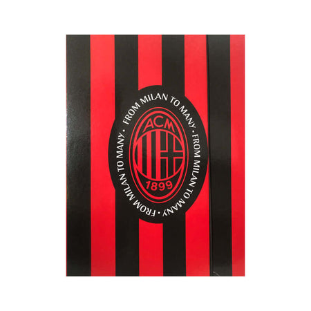 Milan ACM Strisce e Logo Cartelletta a 3 Lembi Seven con Elastico Formato 25 x 34 cm Dorso 1 cm