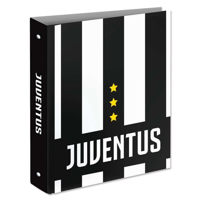 Juventus FC Raccoglitore ad Anelli Seven Formato Maxi con 4 anelli da 30 mm Fantasia Logo e Strisce