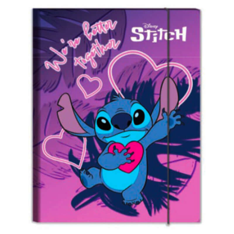 Cartelletta a 3 Lembi con Elastico Seven Disney Stitch Formato 25 x 24 cm Fantasia Cuore