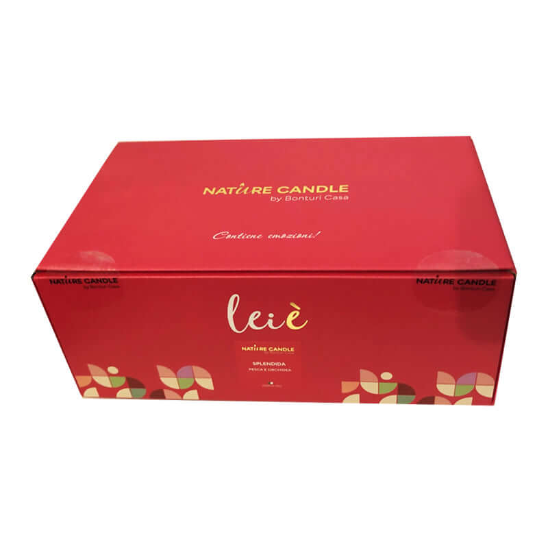 Candela e Profumatore in Scrigno Regalo Natural Candle by Bonturi Casa Splendida Pesca e Orchidea