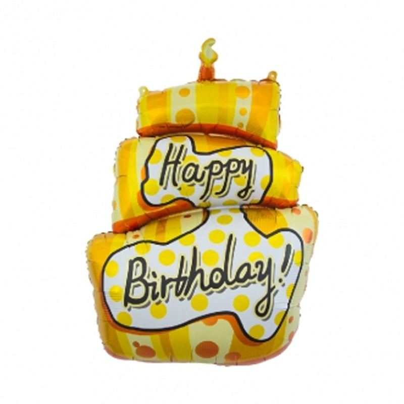 Palloncino Torta di Compleanno Happy Birthday Gialla