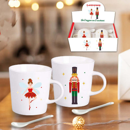 Set di Tazze con Cucchiaio Fantasia Ballerina e Schiaccianoci