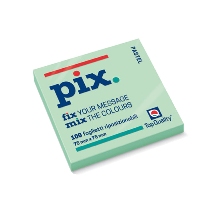 Post-it Pix Adesivo Formato 75 x 75 mm un Pacchettino da 100 Fogli Colori Tenui Pastello