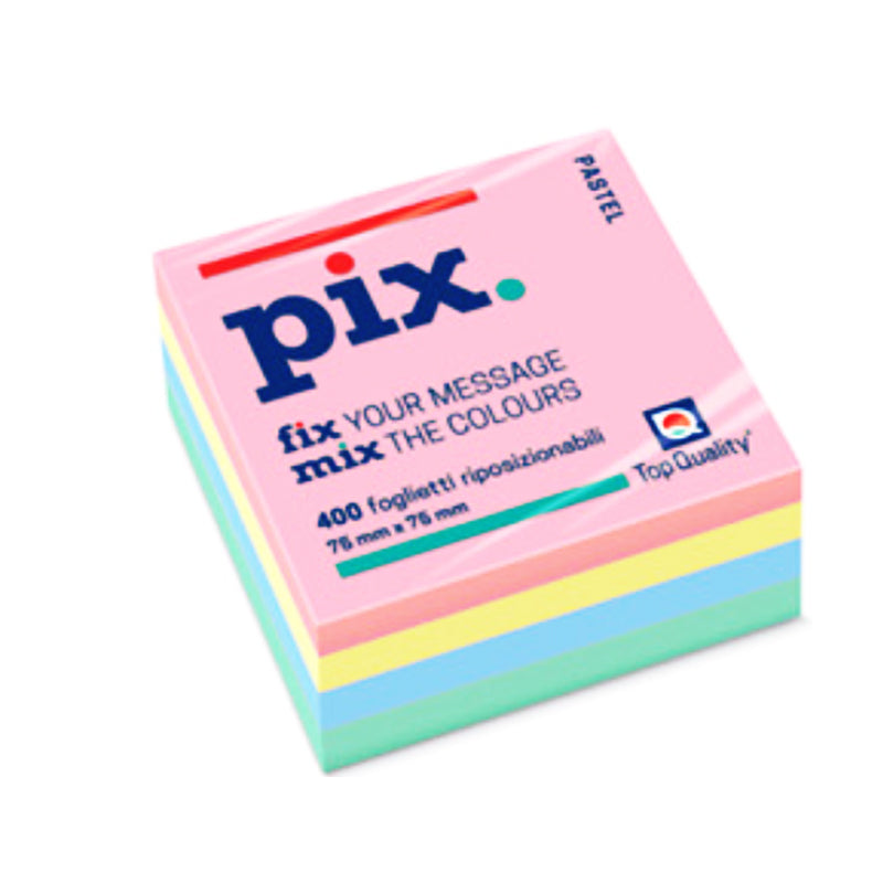 Post-it Pix Adesivo Formato 75 x 75 mm 400 Fogli Assortito in 4 Tonalità Colori Tenui Pastello