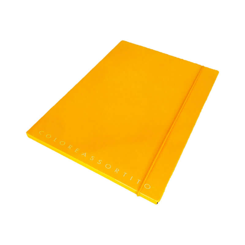 Cartelletta a 3 Lembi in Cartoncino Dorso 1 cm con Elastico Formato 25x35 cm Top Quality Tinta Unita Colore Giallo
